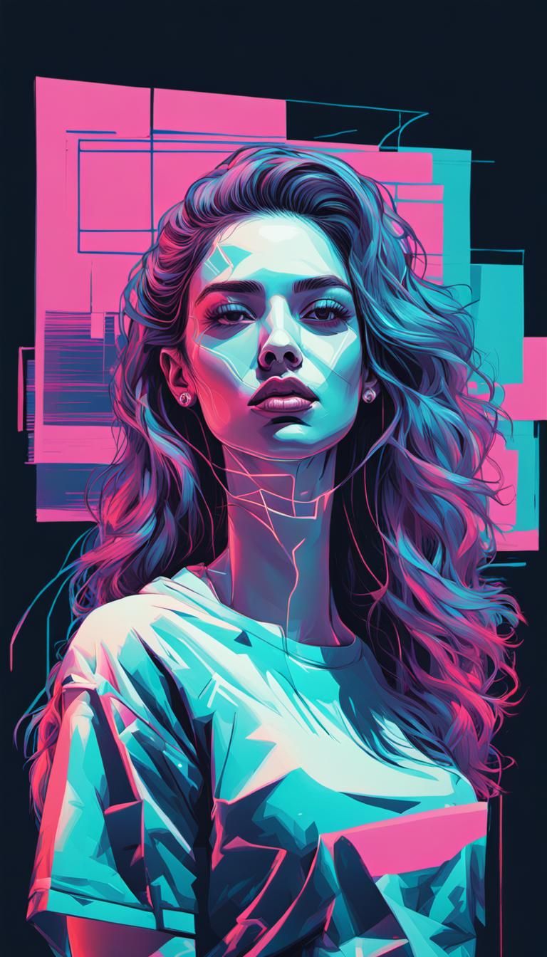 Vaporwave Cinema Portrait in Picasso/Banksy Style