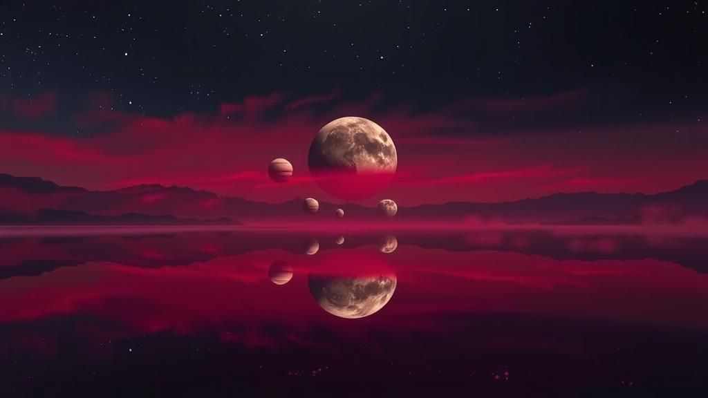 Cosmic Alignment Mirrored in Crimson Lake
