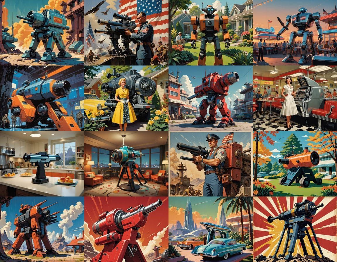 Retro Futuristic Sentry Gun Ad