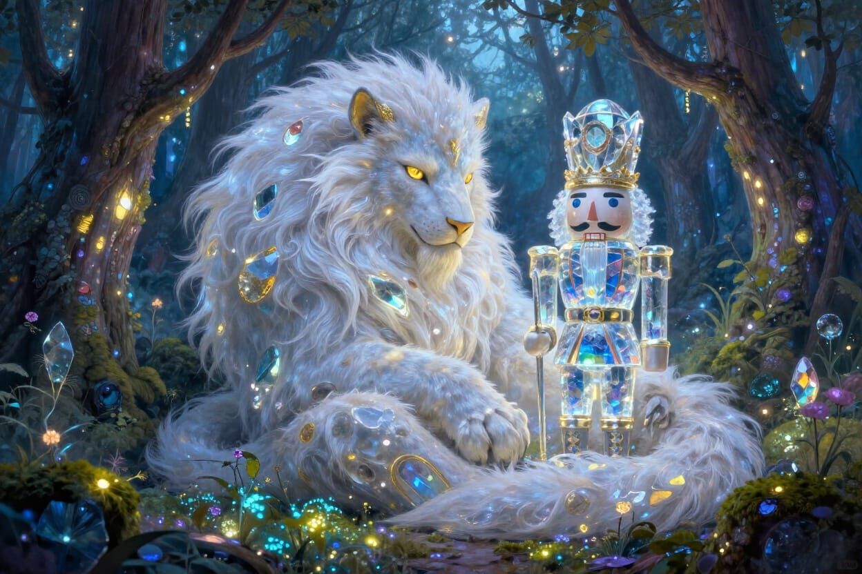 Enchanted Forest Beast Guards Crystal Nutcracker
