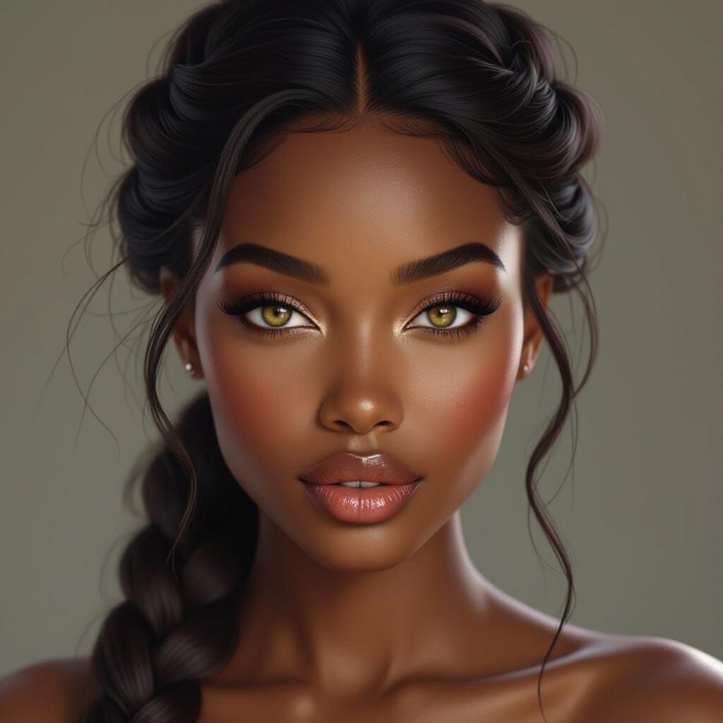 African Woman Portrait in 3D Airbrush Style