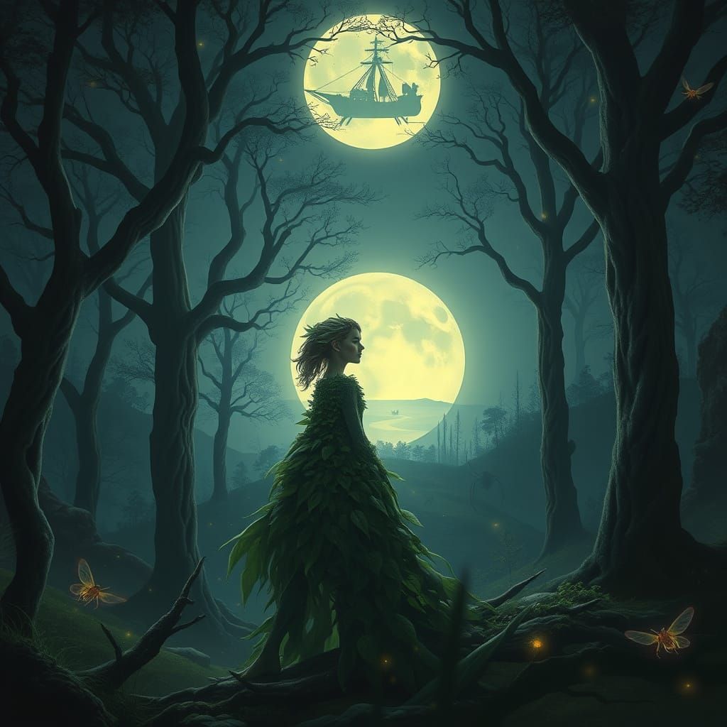 Woman of the Moonlit Forest in a Ship Constellation