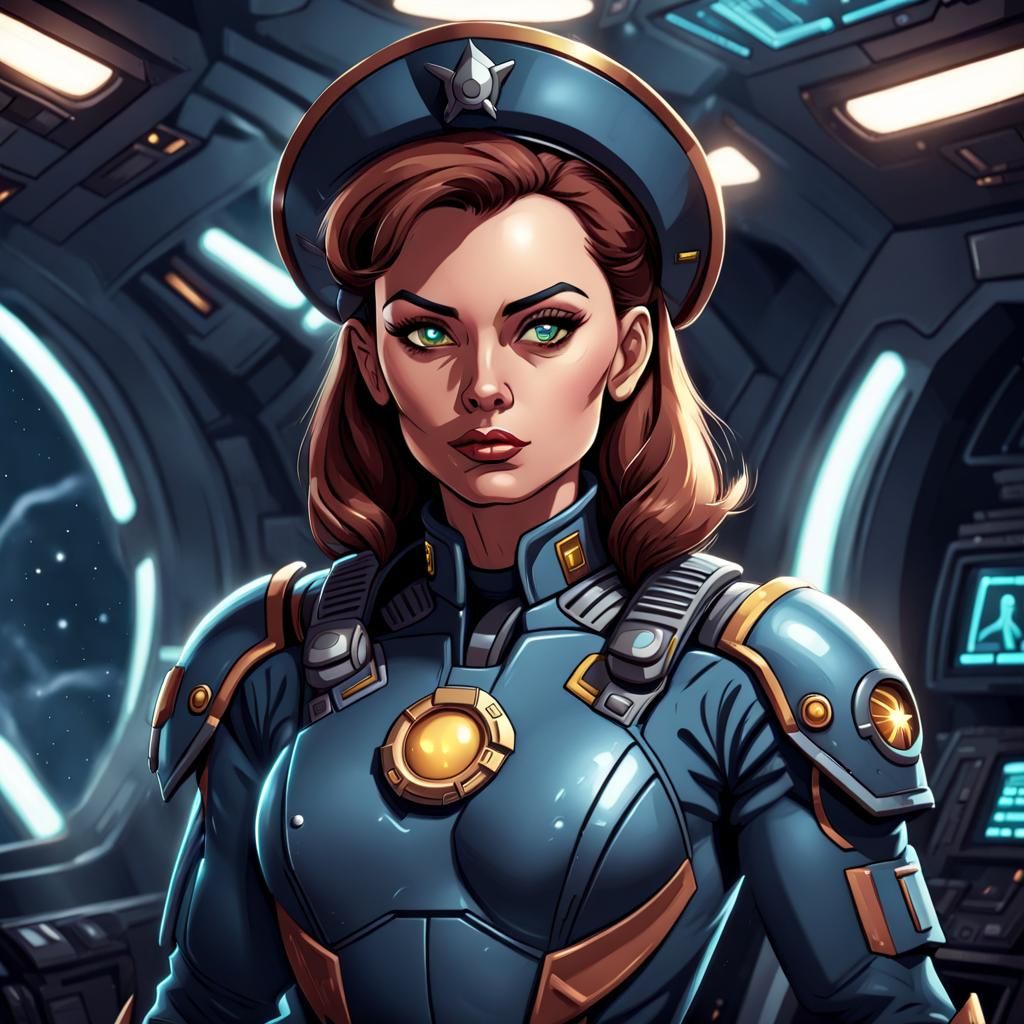 Cartoon Sci-Fi Female Captain Character