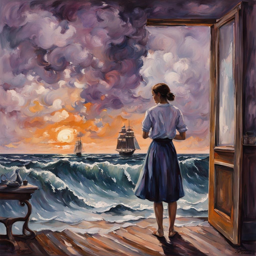 Stormy Seascape Meets Surreal Reality in Double Exposure