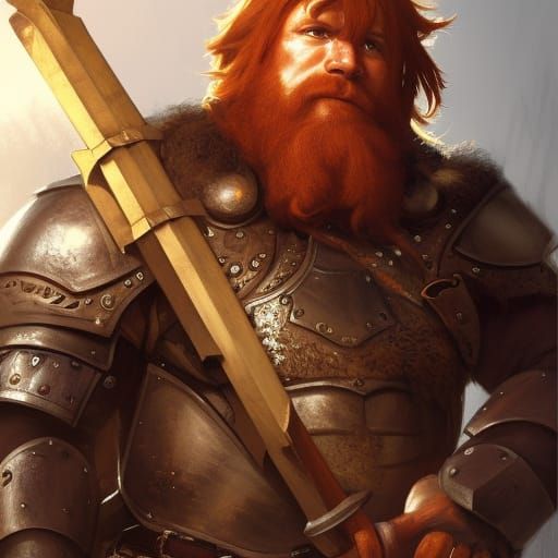 Detailed Dwarf Warrior Portrait in Digital Art Style