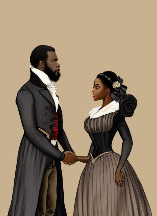 Romantic Black Couple in 1800s Style