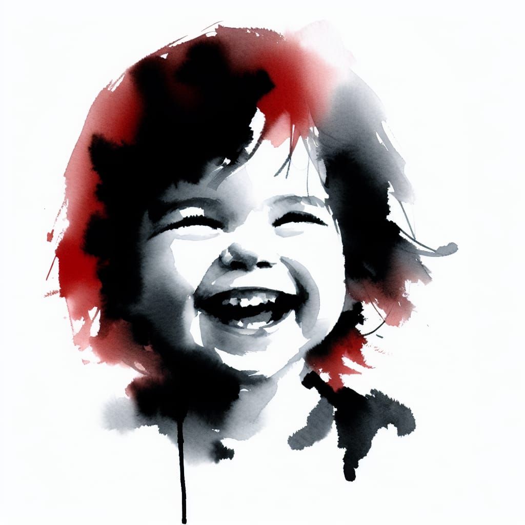 Joyful Child Portrait in Watercolor Style