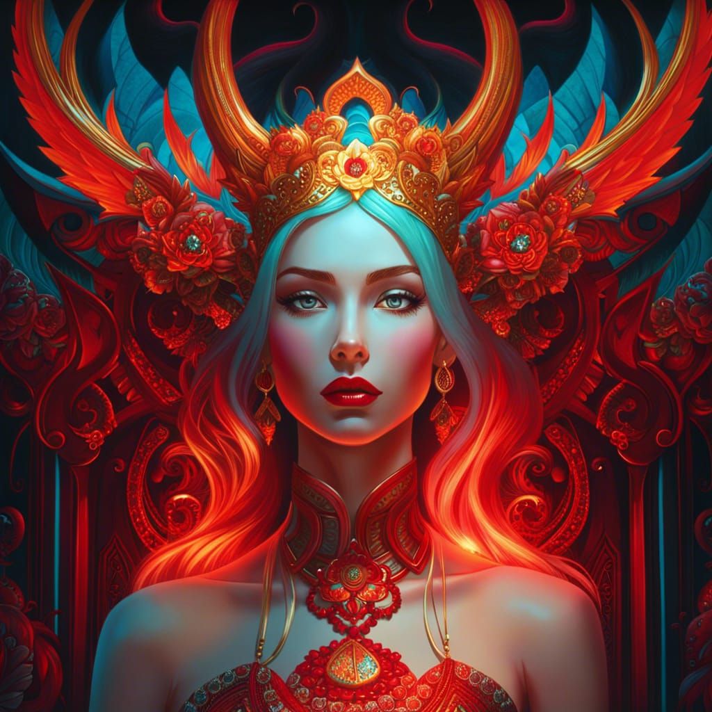 Detailed Demoness Portrait in Digital Art Style
