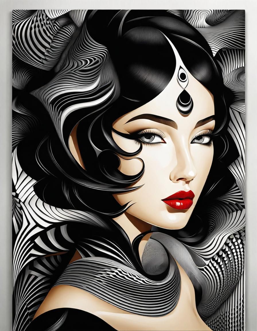 Striking Black and White Optical Illusion Art
