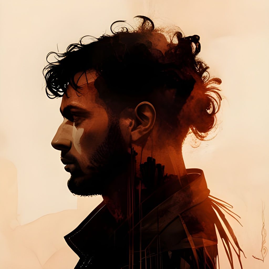 Surreal Desert Man: Double Exposure Portrait