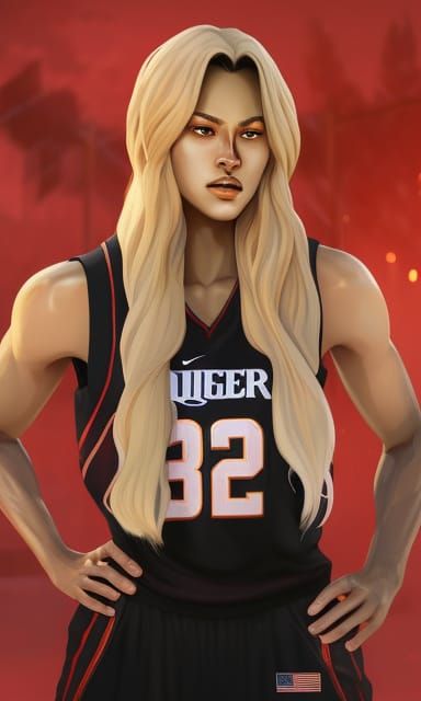 Basketball Player Portrait in Hyperdetailed Digital Art