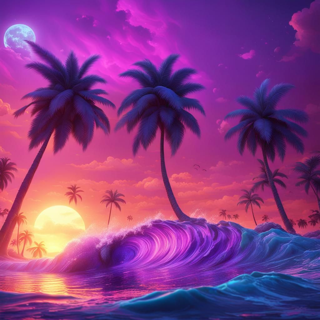 Dolphins at Sunset: Fantasy Concept Art