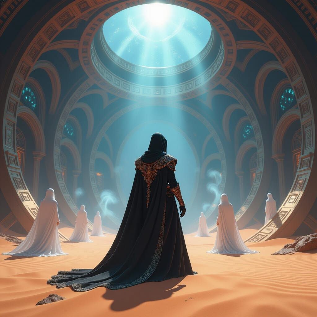 Morpheus in Biomechanical Palace: A 3D Rendered Dream