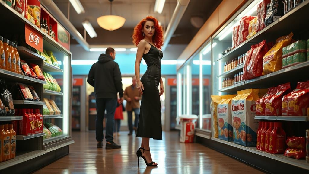 Jessica Rabbit in Supermarket with Cinematic Lighting