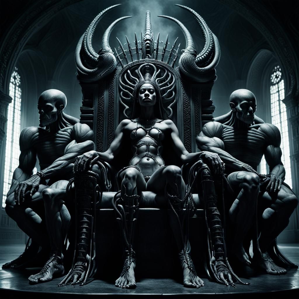 Dark Goddess Enthroned: A Surrealist Vision