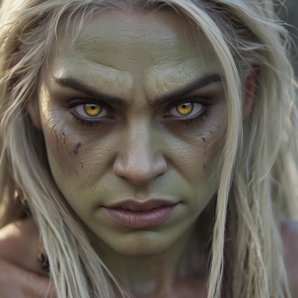 Stunning Female Orc with Multicolored Eyes