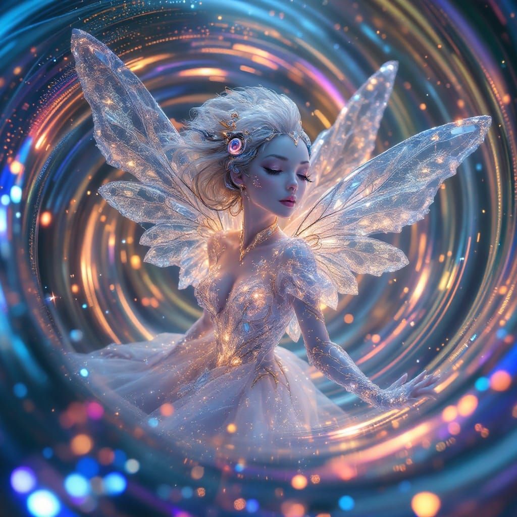 Ethereal Fairy in a Swirling Vortex of Energy