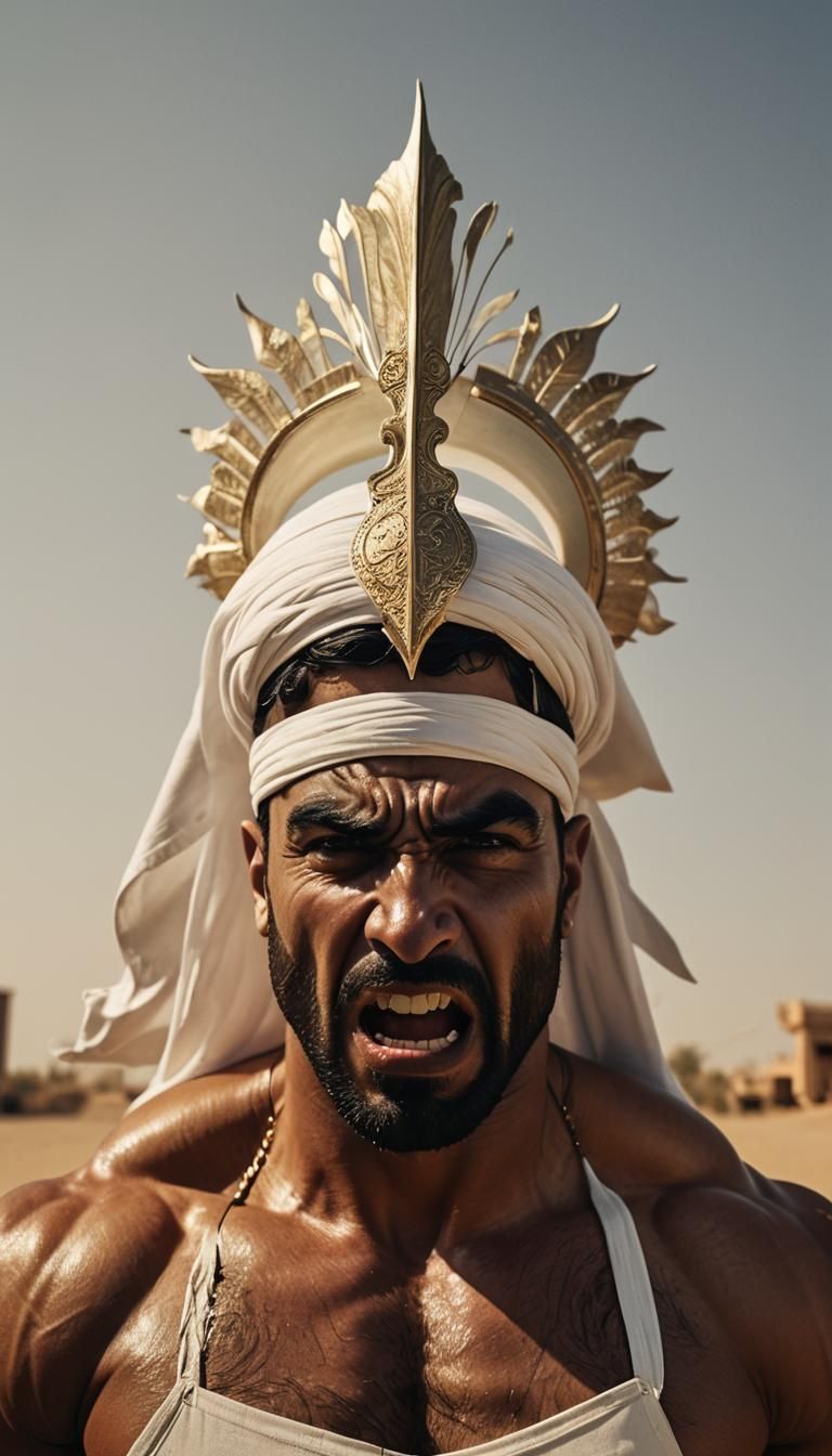 Angry Bodybuilder in Emirati Headdress: Film Noir Style