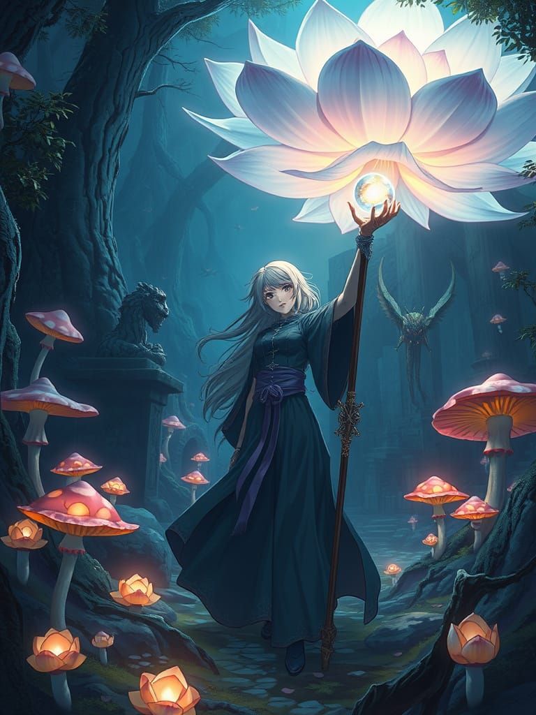 Anime-Inspired Sorceress Enchants Dark Fantasy Realm