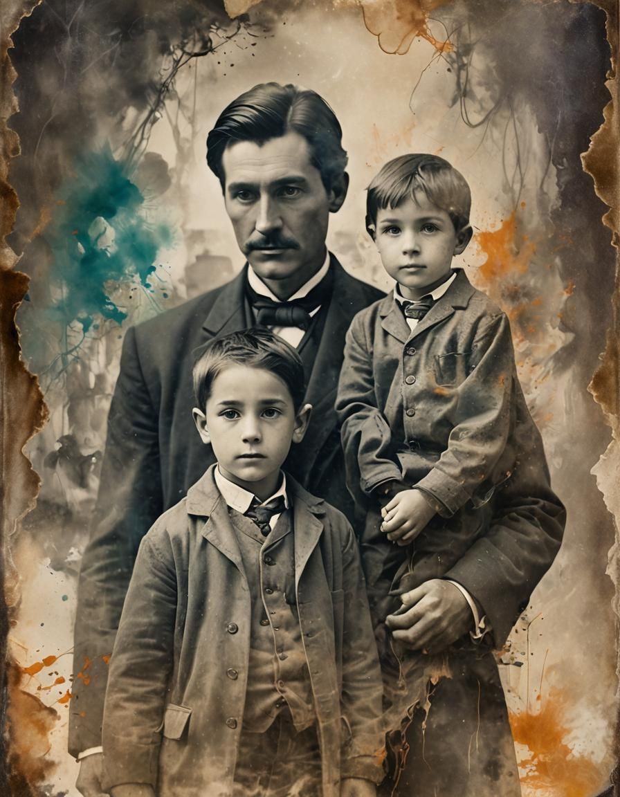 Bob Cratchit with "Tiny" Tim and Peter Cratchit on Father's ...