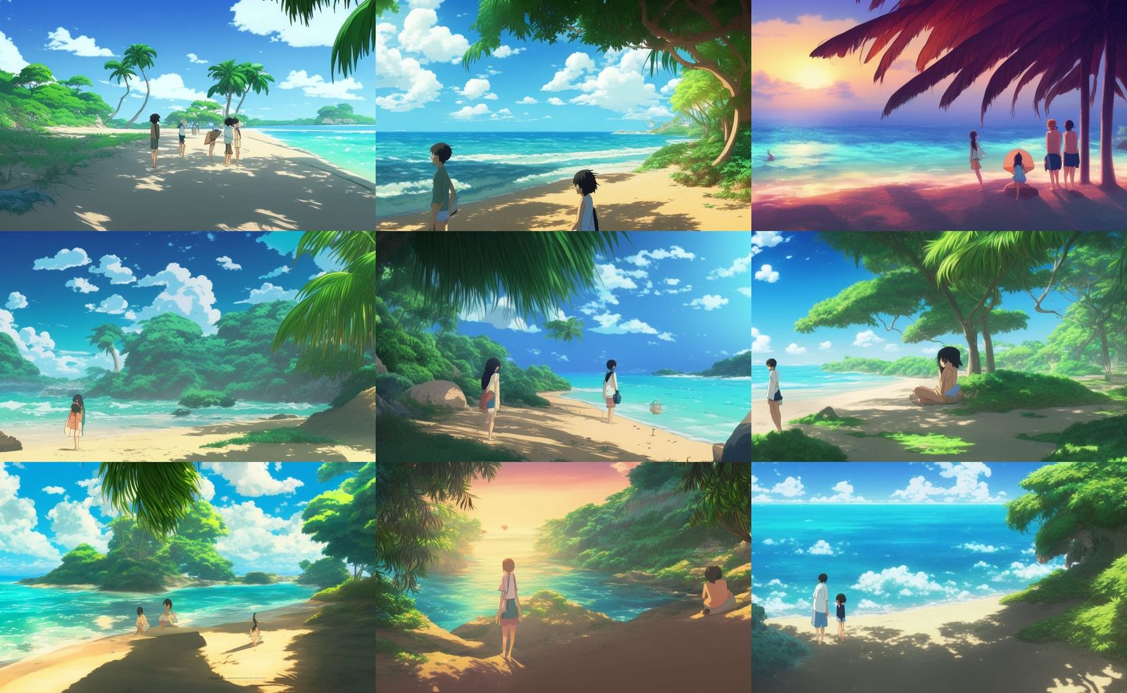 Tropical Beach in Studio Ghibli Anime Style