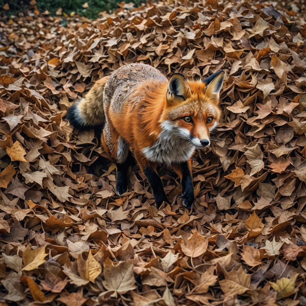Fox's Autumn Leap: A Hyperrealistic Masterpiece