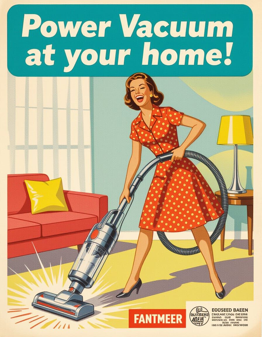 Retro 1960s Ad: Futuristic Power Vacuum Cleaner