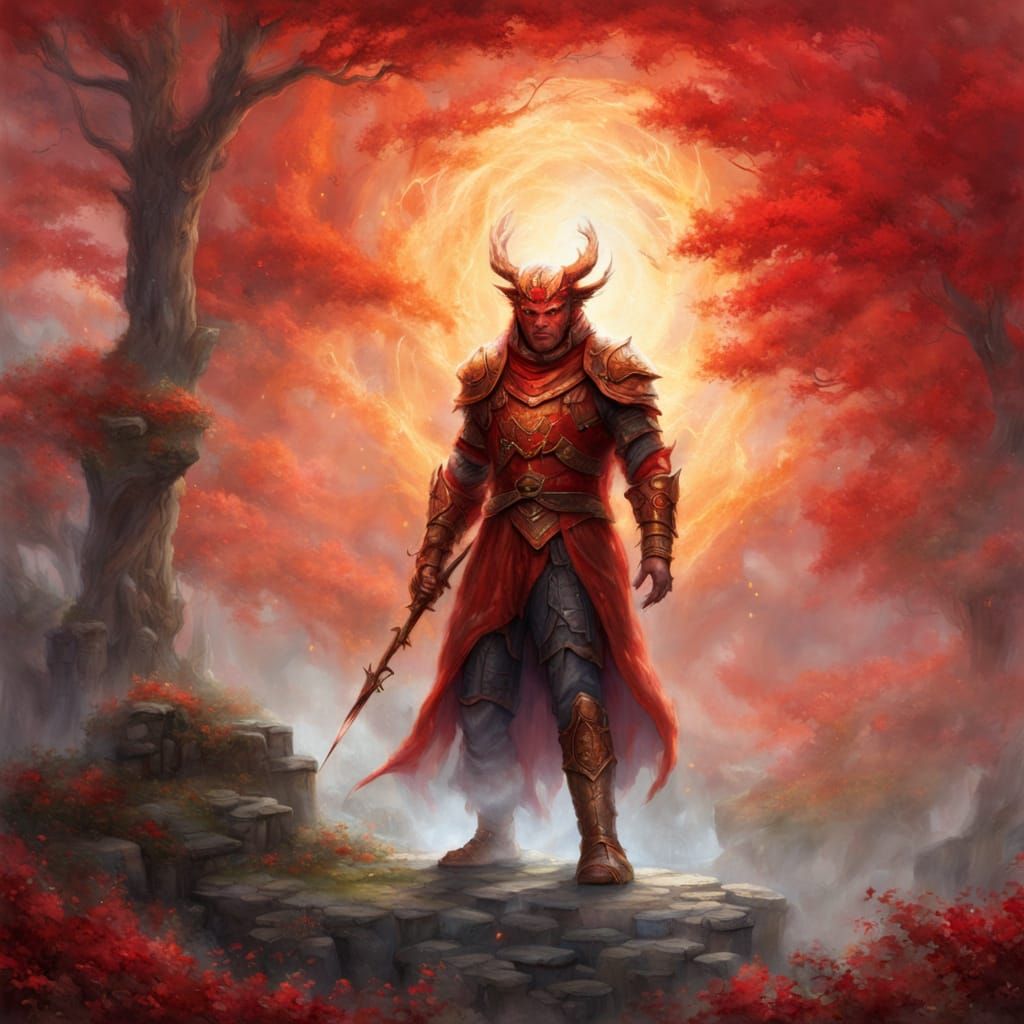 Ethereal Fire Creature in a Misty Landscape