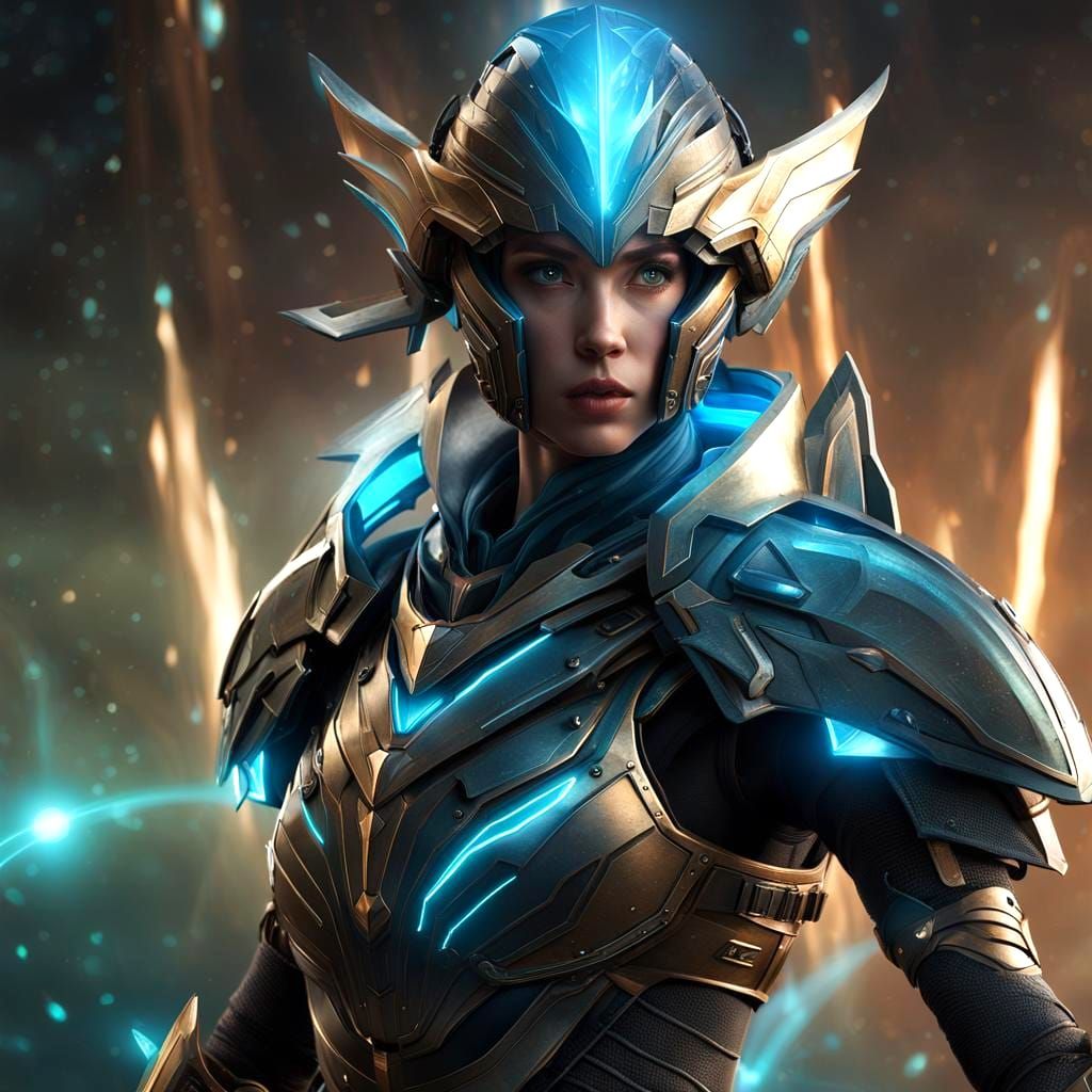 Sci-Fi Elf Warrior Phase Shifting into Reality