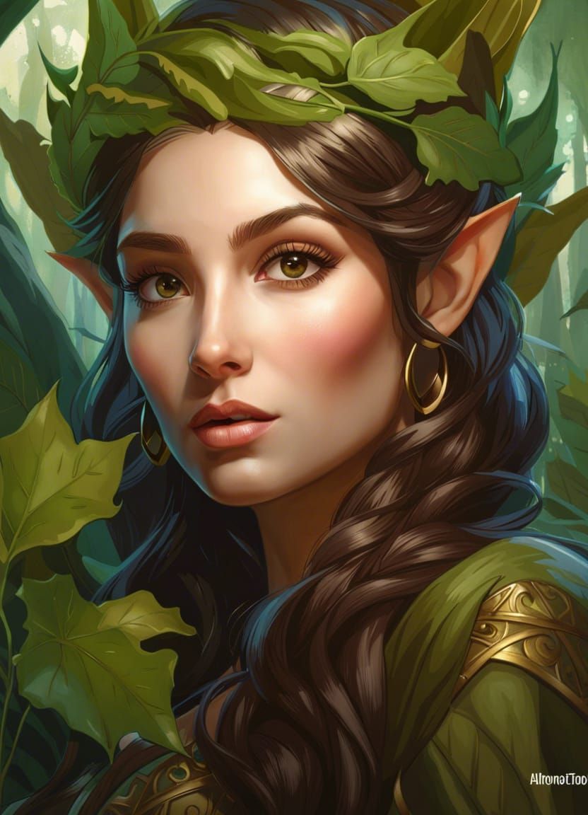 Beautiful Elf Woman Portrait in Hyperdetailed Style