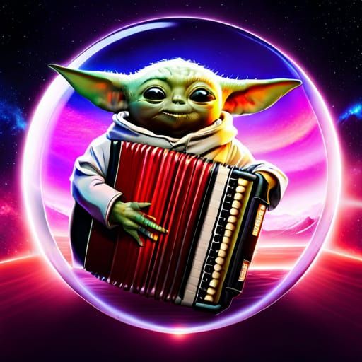 Baby Yoda Plays Accordion in Space Orb