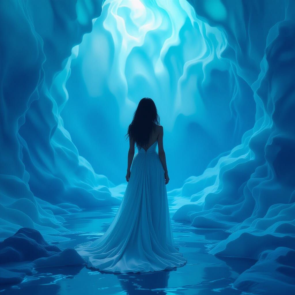 Surreal Dreamscape with Woman in Digital Painting Style