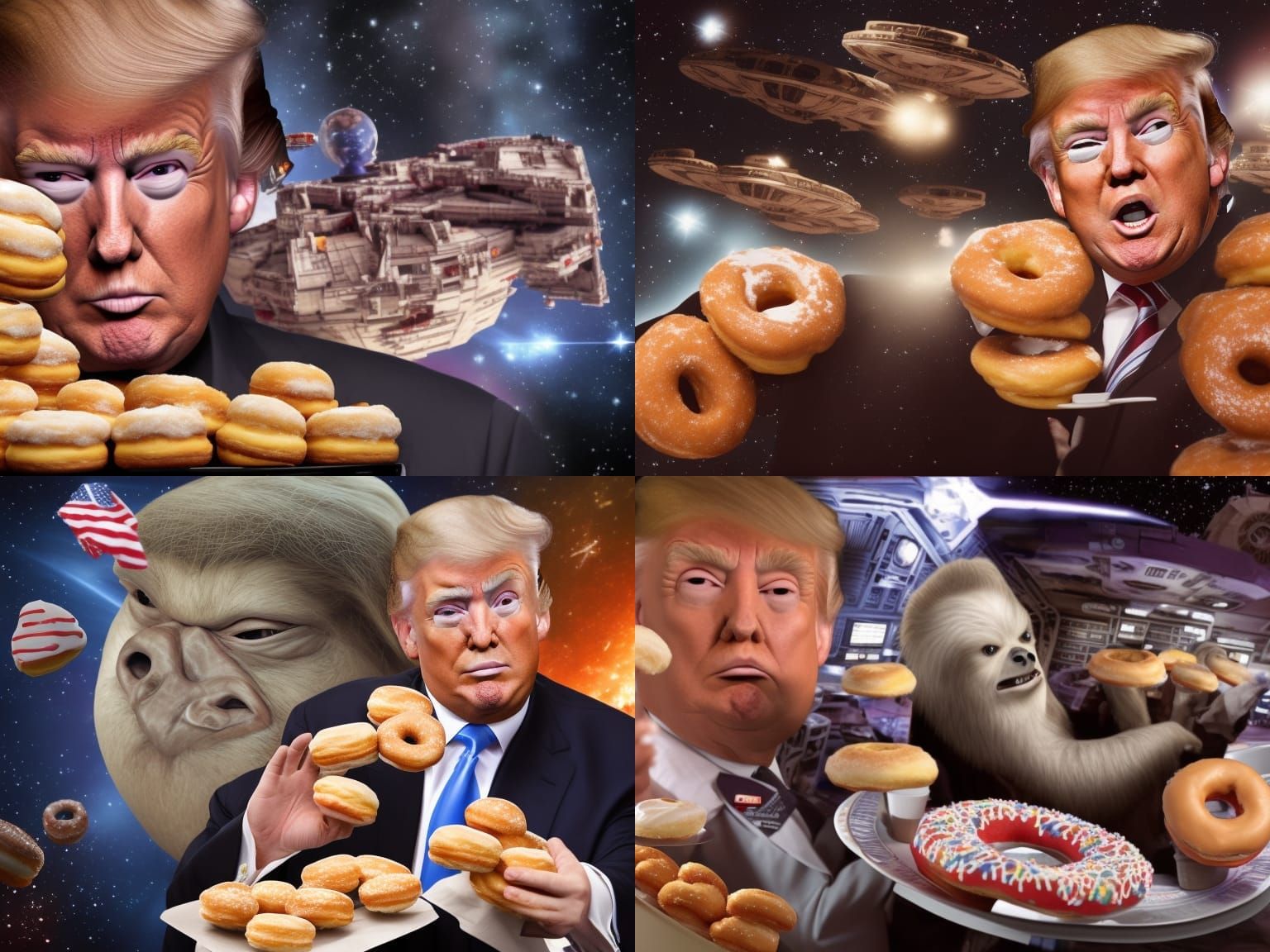 Surreal Donald Trump in Millenium Falcon, 4K