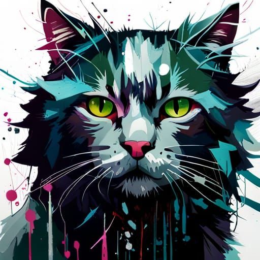 Menacing Black Cat in Dark Fantasy Forest