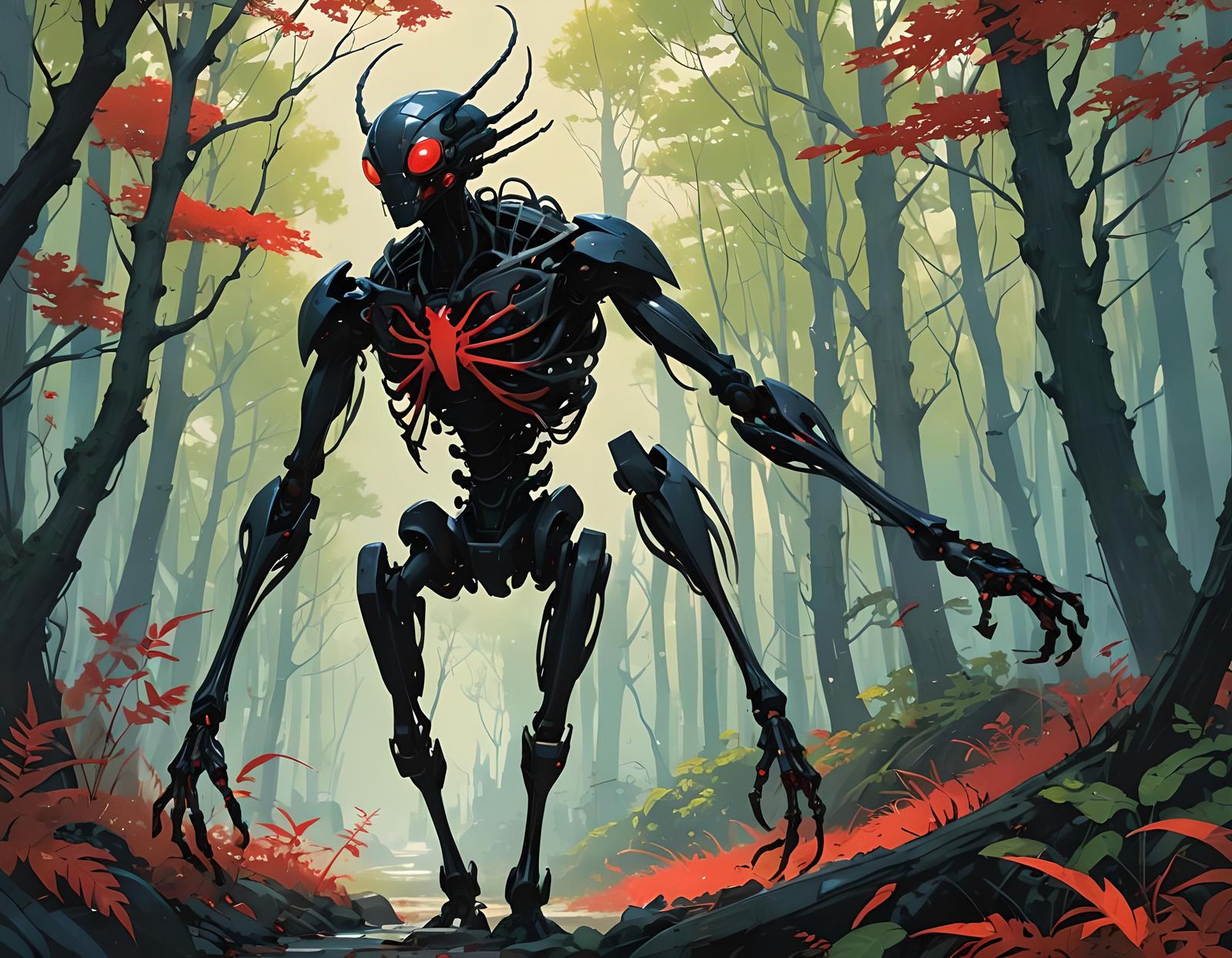 Insectoid Creature with Exoskeleton in Anime Style