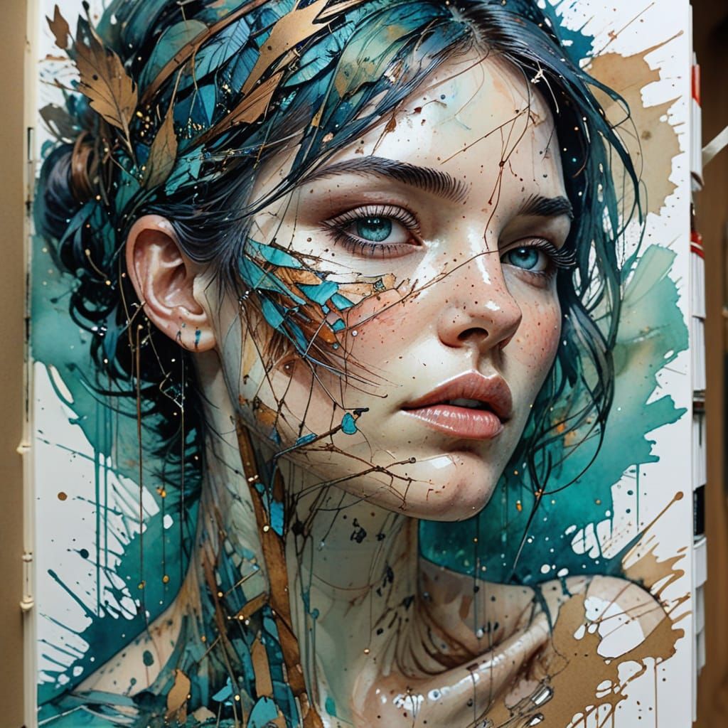 Cracked Antique Paper with Expressive Watercolor Splatter