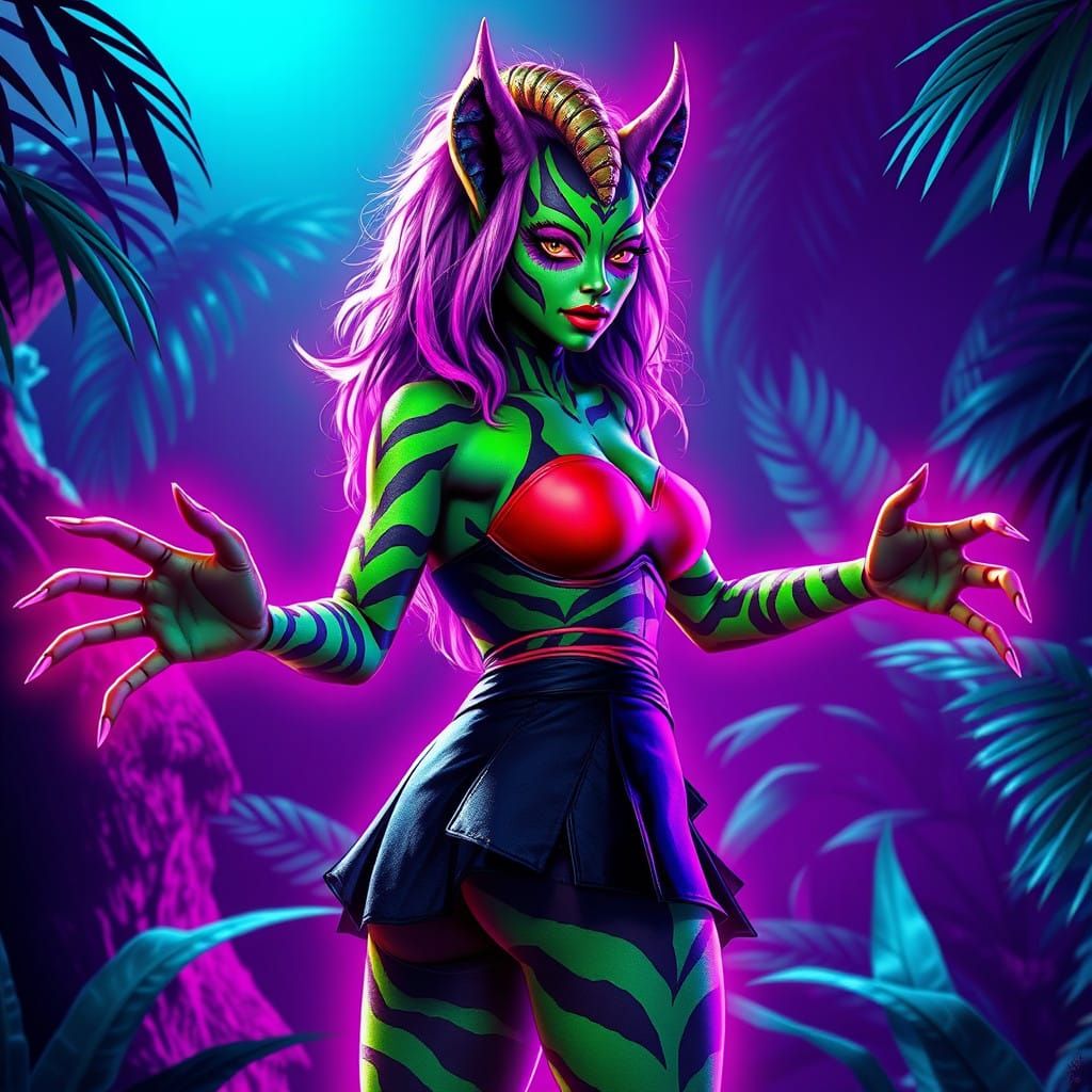 Hypercolor Martian Jungle Hyena in Neon Lighting