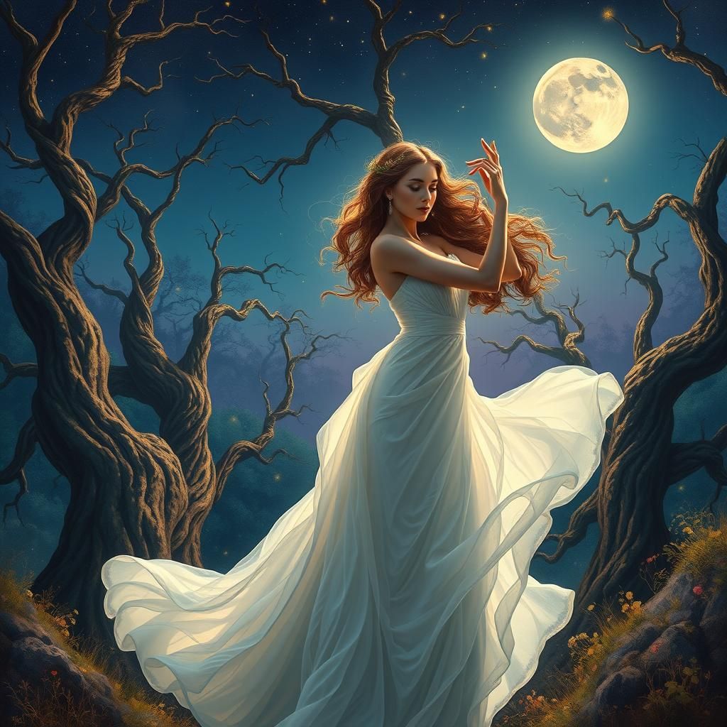 Enchanted Forest Dance Under the Moon in 8k