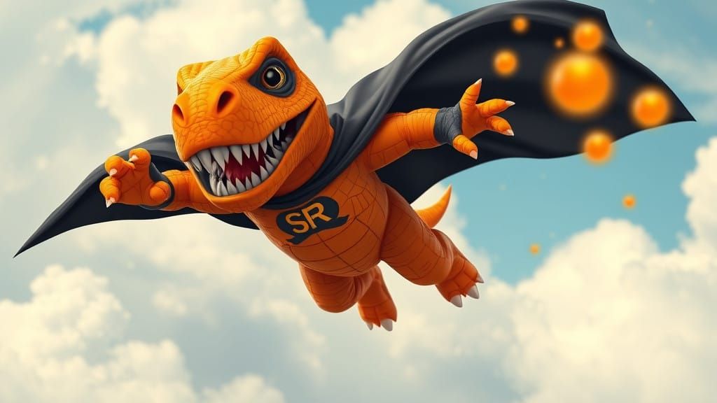 SuperRex Soars Through the Clouds in Action