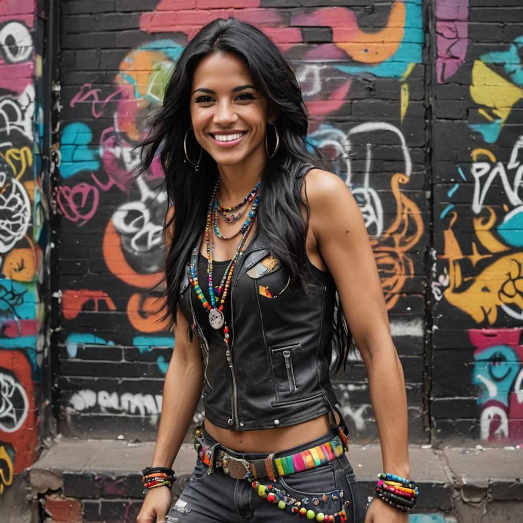 South American DJ in Urban Graffiti Setting