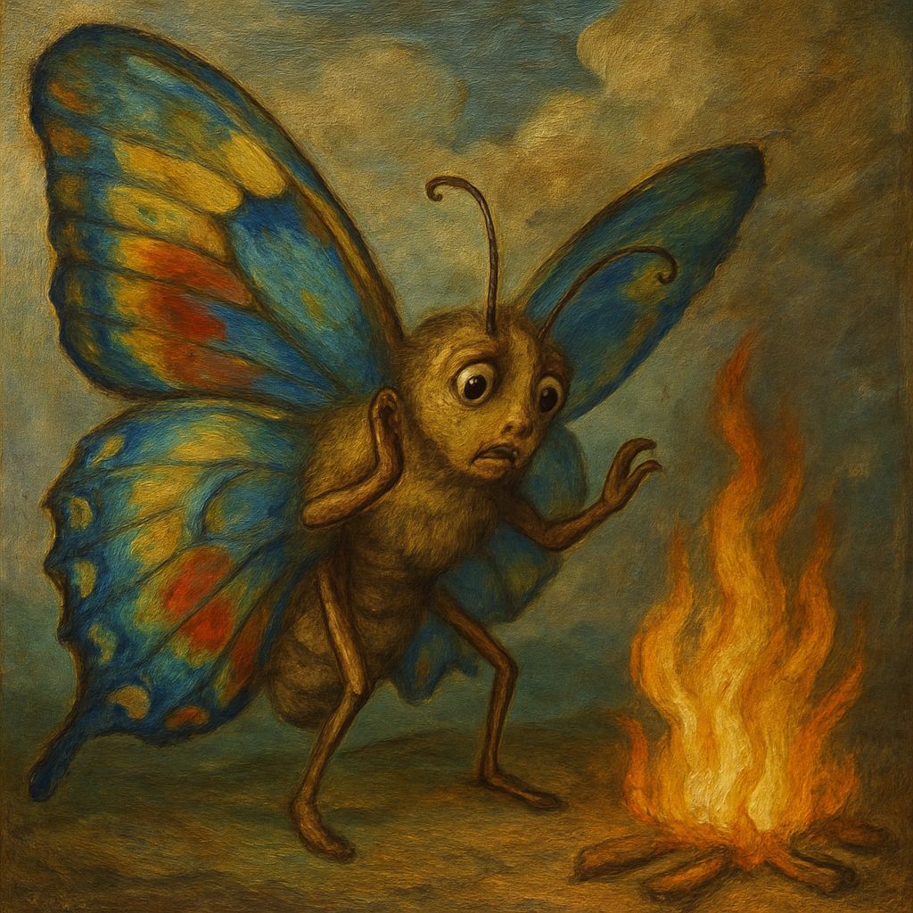 Butterfly's Confused Discovery of Fire: Michelangelo Style