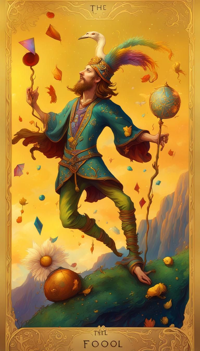 The Fool Tarot Card: New Beginnings in Matte Painting