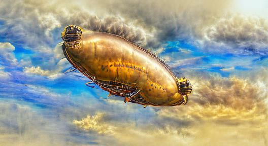 Steampunk Airship Soaring Through the Sky