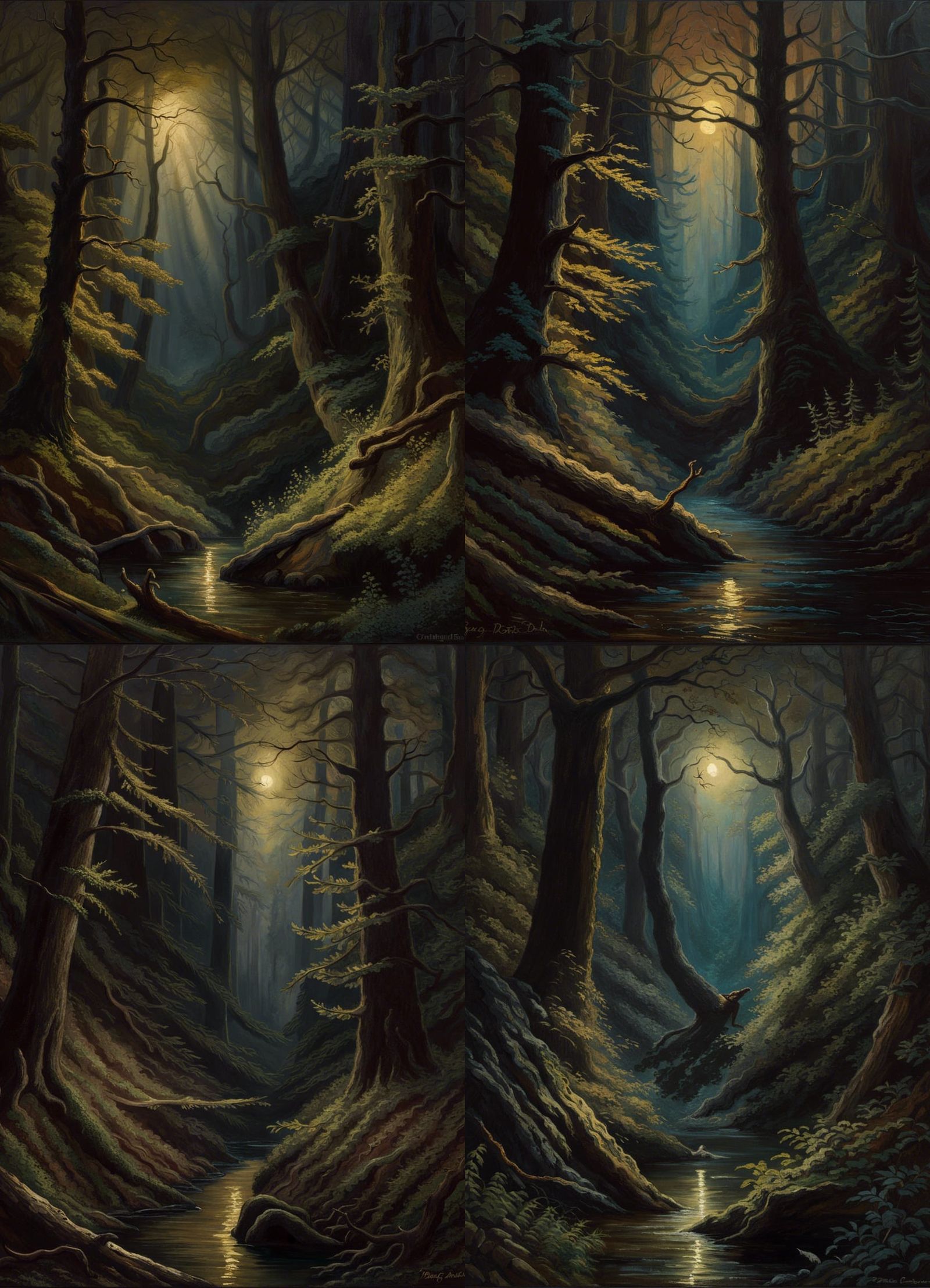 Epic Forest in Impressionist Style with Thick Brushstrokes