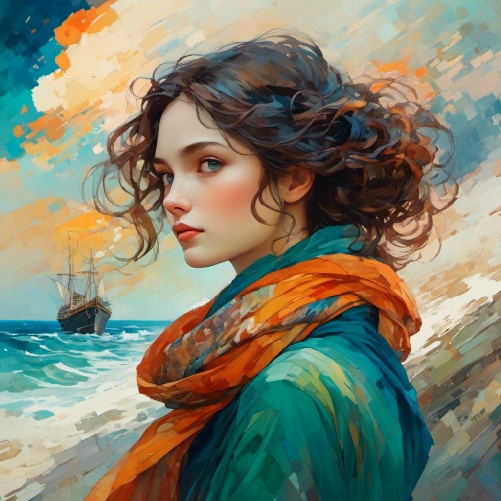 Surreal Portrait of a Woman with Blue Eyes