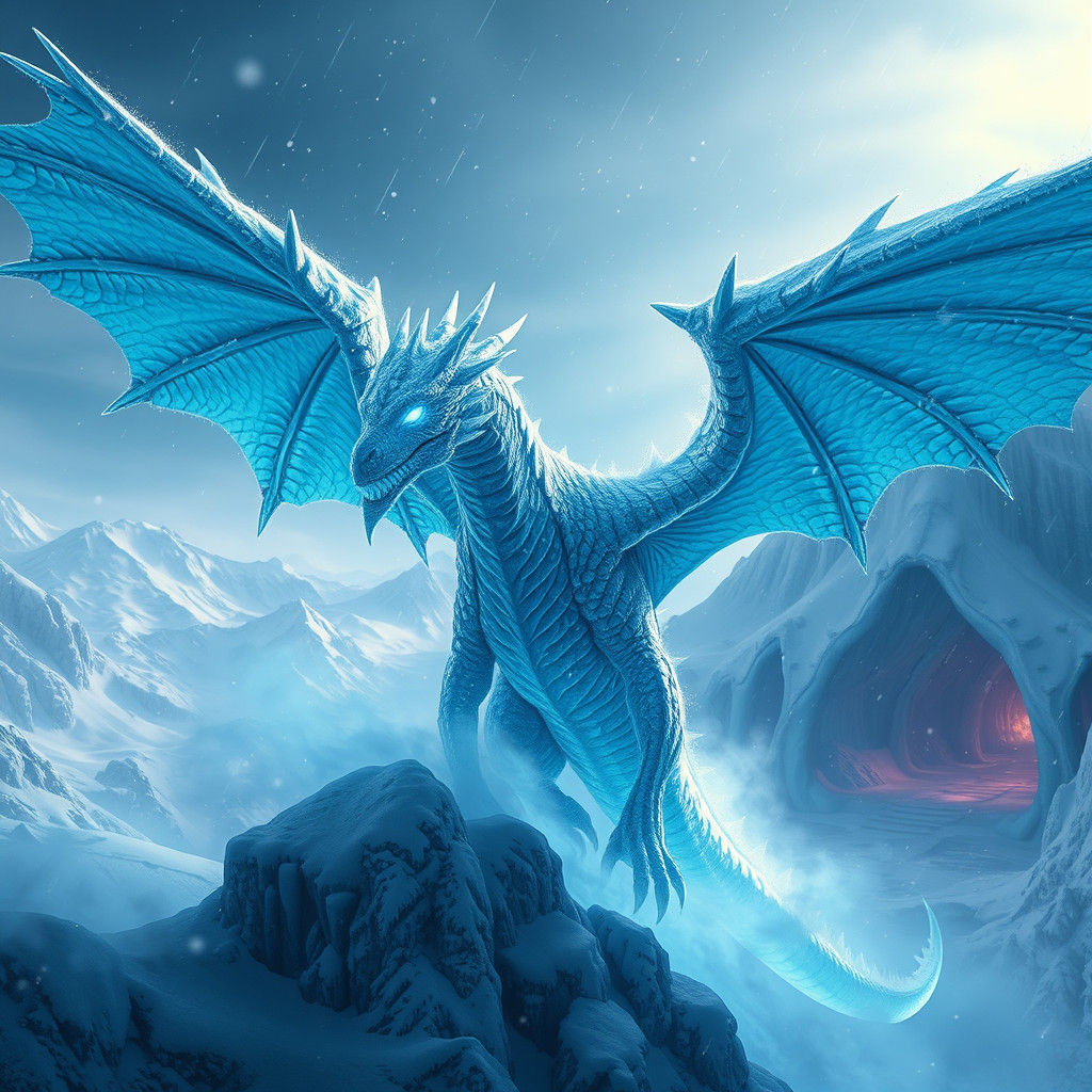 Majestic Ice Dragon in a Futuristic Style