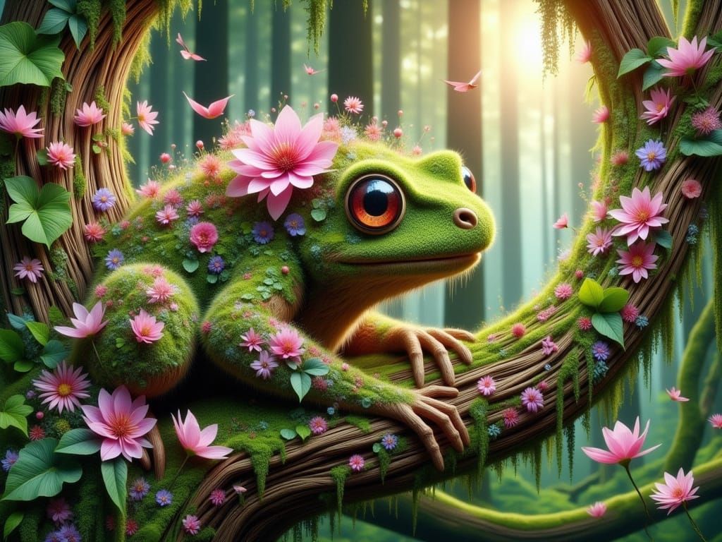 Enchanted Vietnamese Mossy Frog in a Rainforest