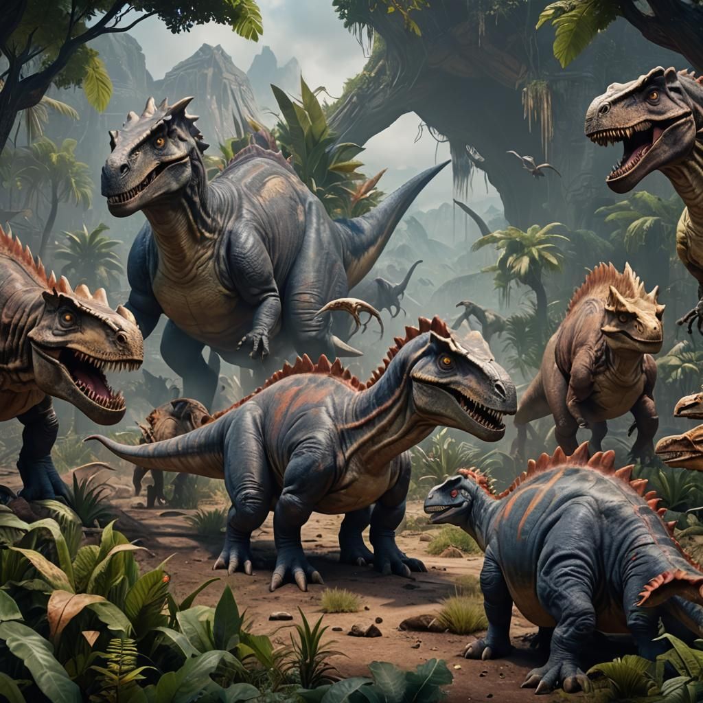 Dinosaurs in Detailed Matte Painting
