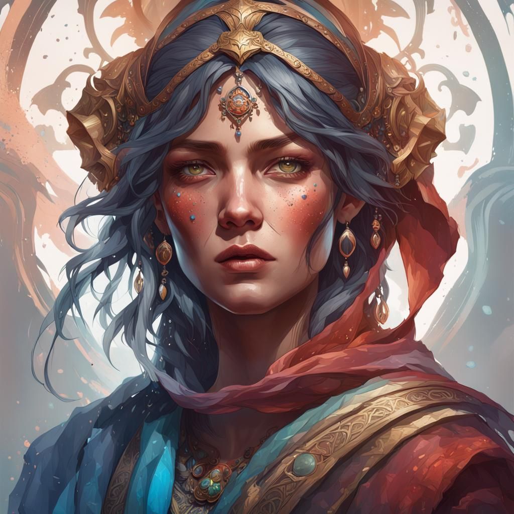 Detailed Portrait of Crying Person in Splash Art Style