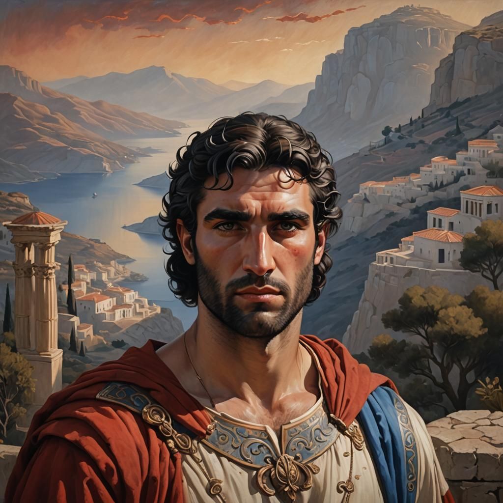 Greek Man Portrait in Hellenistic Style